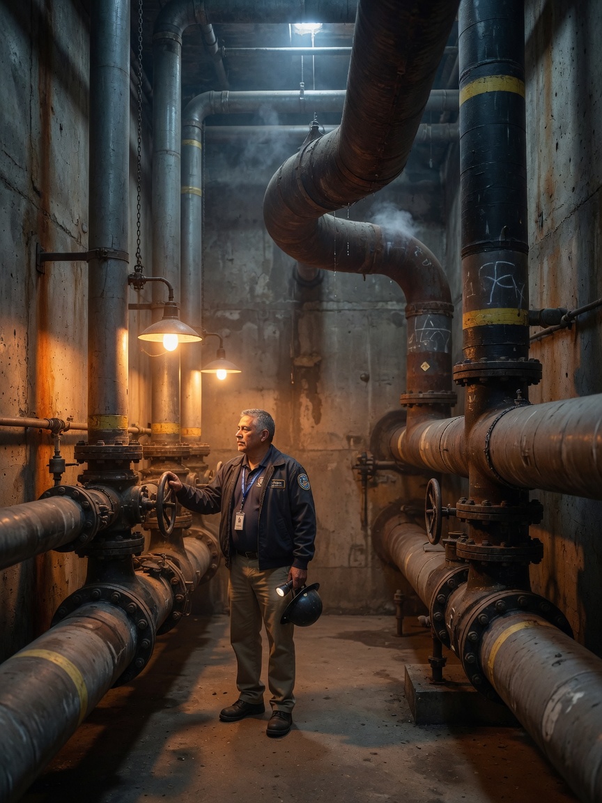 Utilities director in a municipal pump gallery